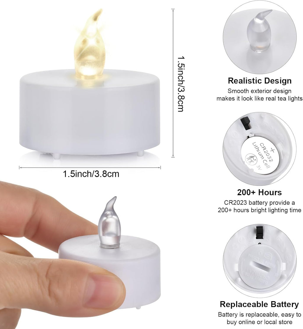 Battery Operated LED Tea Lights Flameless Electric Candles 24PACK