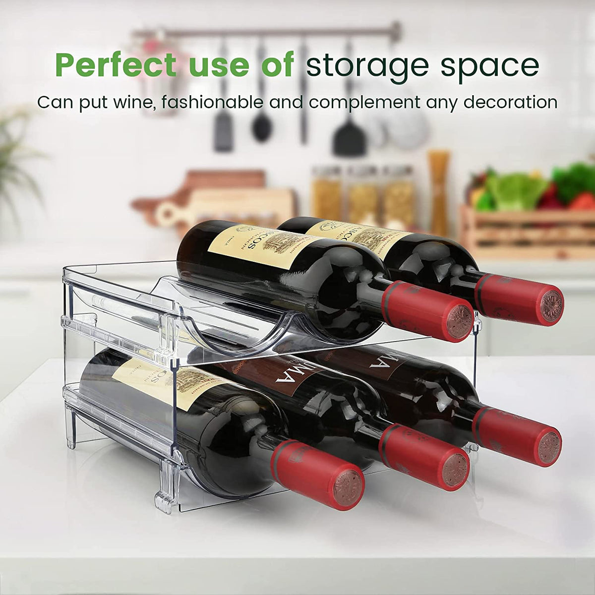 Water Bottle Organizer for Cabinet, Water Bottle Storage Organizer, 2 Packs Water Bottle Storage Rack, Water Bottle Holder for Cabinet, Stackable Water Bottle Storage Rack