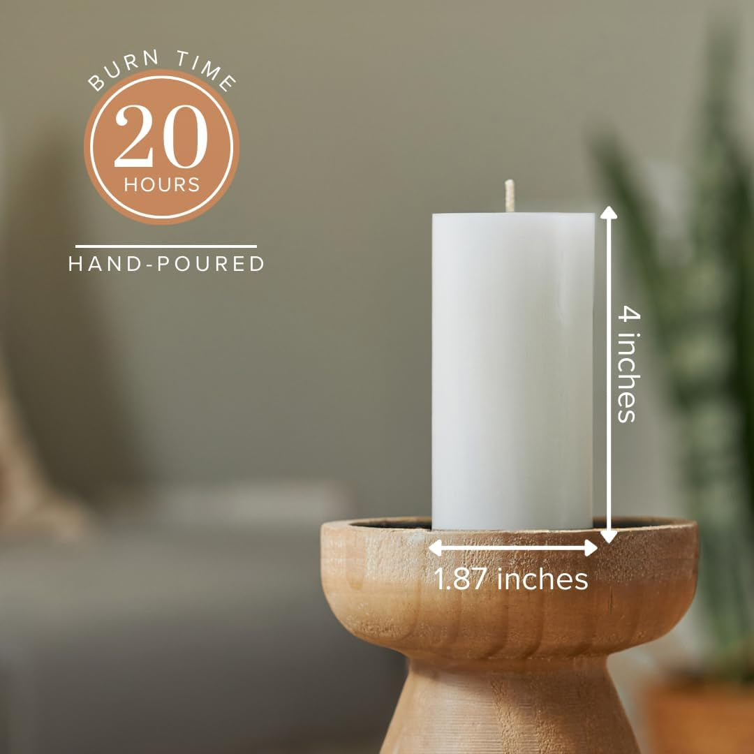 White Pillar Candles 2X4, Set of 10, Unscented, Dripless