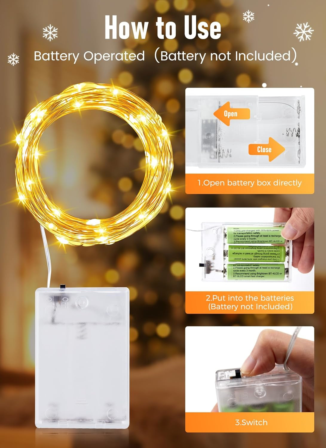 Fairy Lights Plug In, 40Ft 120 LED Waterproof Copper Wire Firefly Lights, with UL Adaptor, Starry String Lights for Wedding Indoor Outdoor Christmas Garden Decoration, Warm White(No Remote)