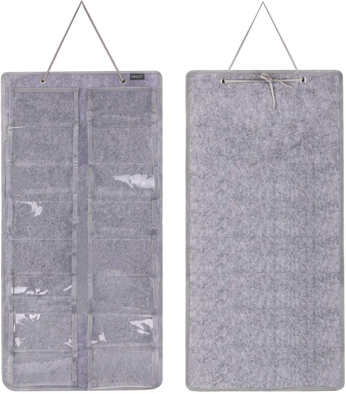Sunglasses Organizer Storage, Hanging Dust Proof Wall Pocket Glasses Organizer - 16 Felt Slots Sunglass Organizers Holder with Metal Hook and Sturdy Rope (Gray, Dust Proof)